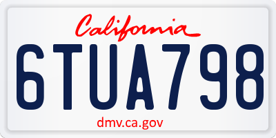 CA license plate 6TUA798