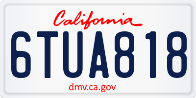 CA license plate 6TUA818