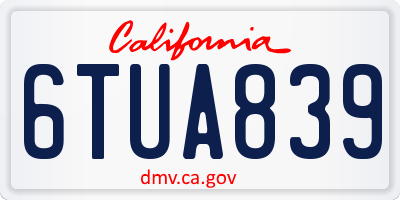 CA license plate 6TUA839
