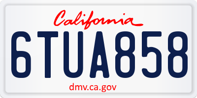 CA license plate 6TUA858