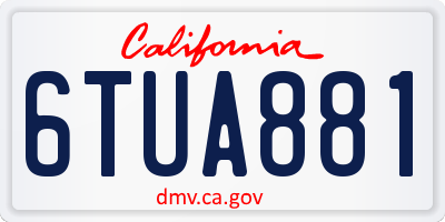 CA license plate 6TUA881