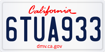 CA license plate 6TUA933