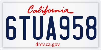 CA license plate 6TUA958