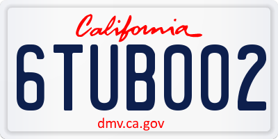 CA license plate 6TUB002
