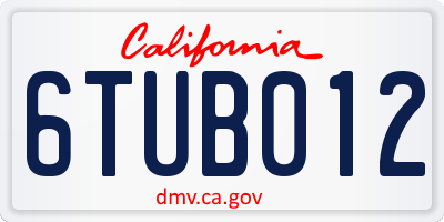 CA license plate 6TUB012