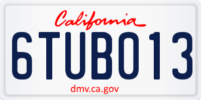 CA license plate 6TUB013