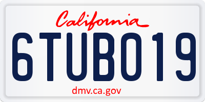 CA license plate 6TUB019