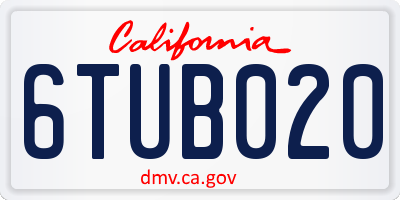 CA license plate 6TUB020