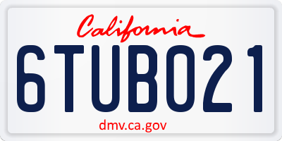 CA license plate 6TUB021