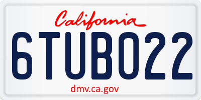 CA license plate 6TUB022