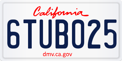CA license plate 6TUB025