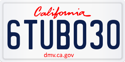 CA license plate 6TUB030
