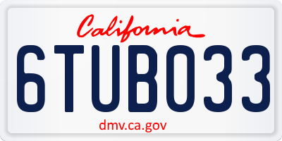 CA license plate 6TUB033