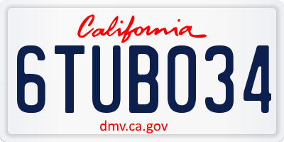 CA license plate 6TUB034