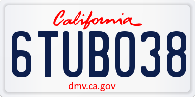 CA license plate 6TUB038