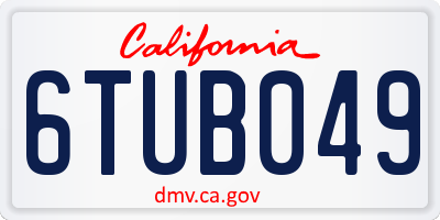 CA license plate 6TUB049