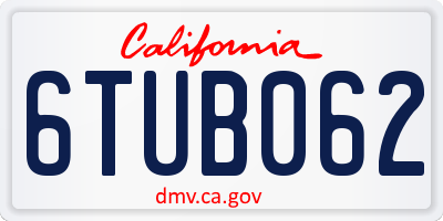 CA license plate 6TUB062