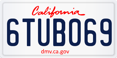 CA license plate 6TUB069