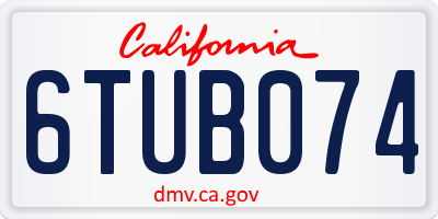 CA license plate 6TUB074