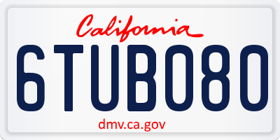 CA license plate 6TUB080