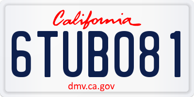 CA license plate 6TUB081