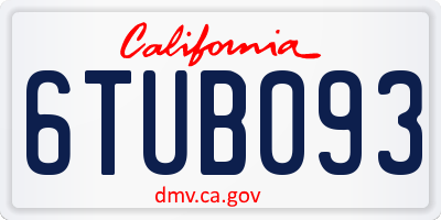 CA license plate 6TUB093