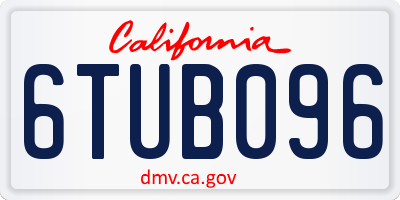 CA license plate 6TUB096