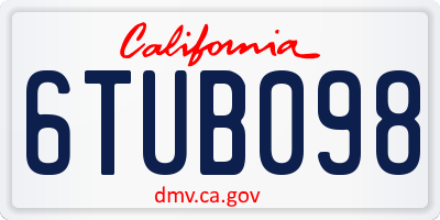 CA license plate 6TUB098
