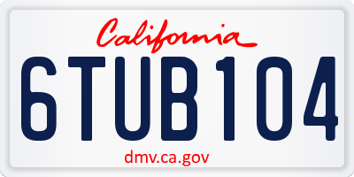 CA license plate 6TUB104