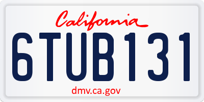 CA license plate 6TUB131