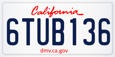 CA license plate 6TUB136