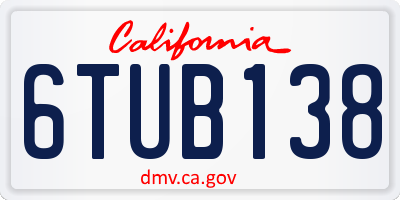 CA license plate 6TUB138