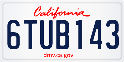 CA license plate 6TUB143