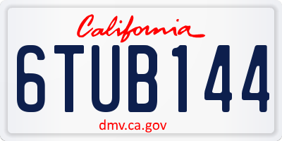 CA license plate 6TUB144