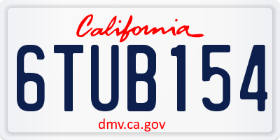 CA license plate 6TUB154