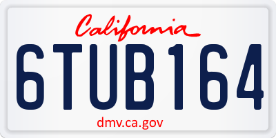 CA license plate 6TUB164
