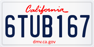 CA license plate 6TUB167