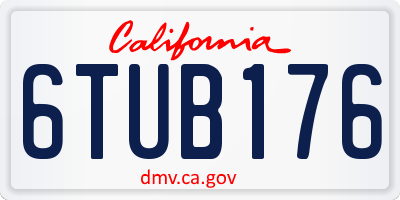 CA license plate 6TUB176