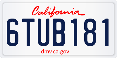 CA license plate 6TUB181