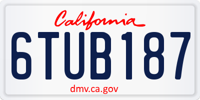 CA license plate 6TUB187