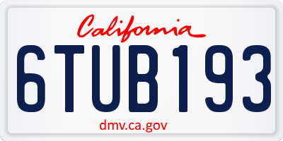 CA license plate 6TUB193