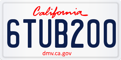 CA license plate 6TUB200