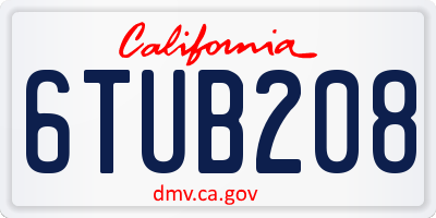 CA license plate 6TUB208