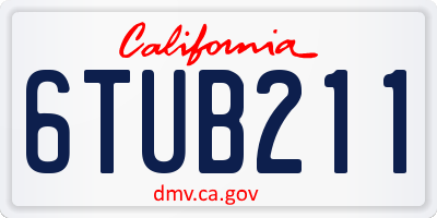 CA license plate 6TUB211