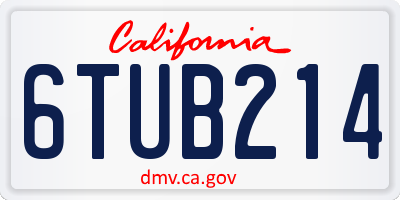 CA license plate 6TUB214