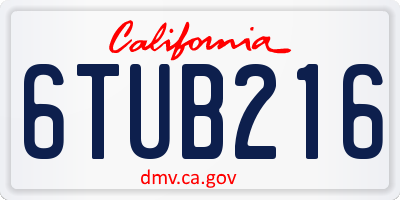 CA license plate 6TUB216