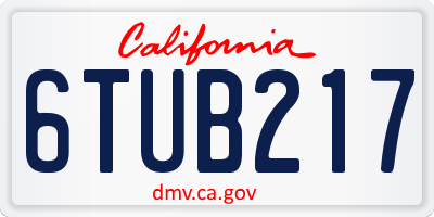 CA license plate 6TUB217