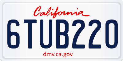 CA license plate 6TUB220