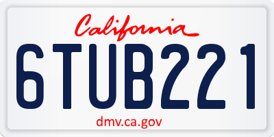 CA license plate 6TUB221