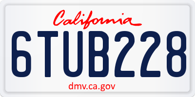CA license plate 6TUB228
